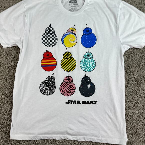 Star Wars Shirt Mens Large White Multicolored BB-8 Variations Short Sleeve - Picture 3 of 9